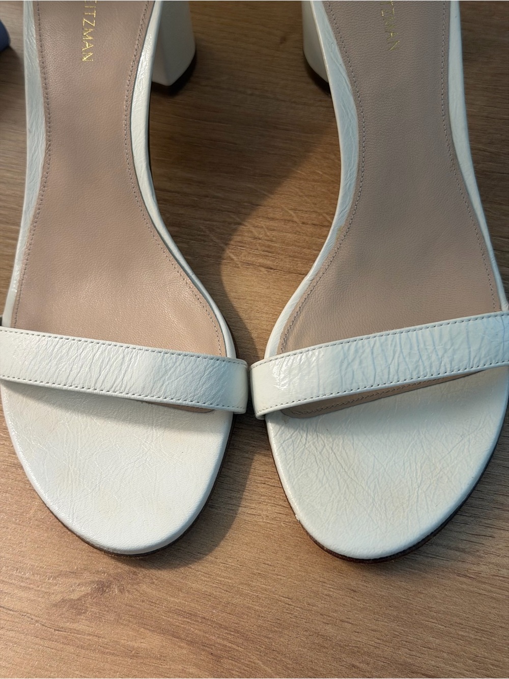 Stuart Weitzman Nudist II Ankle-Strap Block Heels with Buckle - Picture 3 of 9
